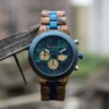 Montre en bois à quartz, chronographe, style élégant