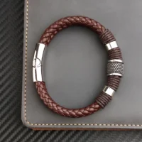 Bracelet-Multicouche-en-Cuir-group-Marron-Vintage-pour-Homme-Bijoux-en-Acier-Inoxydable-avec-Perles-en-4