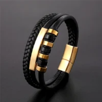 Bracelet-multicouche-en-cuir-pour-hommes-et-femmes-acier-inoxydable-vintage-bijoux-unisexes-punk-cadeau-de