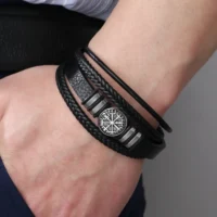 Bracelets-en-cuir-tress-multicouches-ChimMen-bracelets-assortis-boussole-d-criture-SAFEye-mode