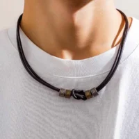 Lacteo-Collier-Breloques-en-Cuir-PU-pour-Homme-Perles-Cylindriques-Corde-avec-Nminist-riels-d-Tour-1
